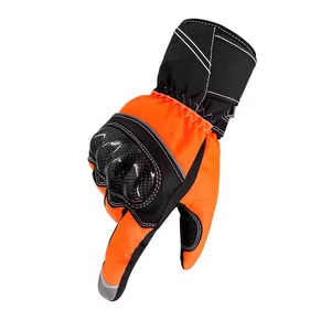 Guantes de Carreras Naranjas de Dedo Completo con Protección para Nudillos, Material PU Antideslizante, para Motocross al Aire Libre, Unisex - Product Image 3