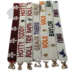 Correa de Bolso Deportiva Personalizada de Algodón con Cuentas de Cristal, Hecha a Mano, con Personalización, Perfecta para el Día del Juego - Product Image 1