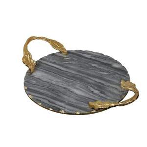 Elegante Bandeja Redonda de Madera Natural Hecha a Mano, Plato Decorativo para Servir Nueces, Frutas, Té, Café y para Uso en la Cocina del Hogar - Product Image 1