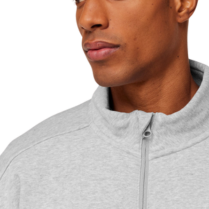 Sweat-shirt à col zippé 1/4 gris clair surdimensionné pour homme, en molleton épais, coupe décontractée, style streetwear - Product Image 5