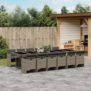 Juego de 12 Sillas de Comedor para Patio en Gris y Azul Marino, Elegantes Conjuntos de Jardín - Product Image 1