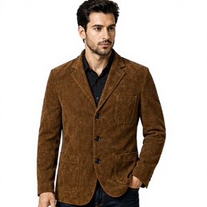 Blazer Formal Casual para Hombre, 100% Poliéster, Estilo Velour, Cuello en V, Resistente al Viento, Cierre de Dos Botones, Premium - Product Image 1