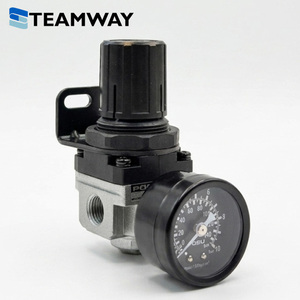 TEAMWAY POSU PRN2000-02 Air Pressure Regulator - 1/4" Precision Pneumatic Control Valve with Pressure <b>Gauge</b> - Product Image 1