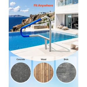 Corrimano per Piscina in Acciaio Inox 304 Resistente 54 X 32 Pollici, Rimovibile e Antiscivolo con Capacità di Carico di 220 Libbre per Parchi Acquatici - Product Image 6