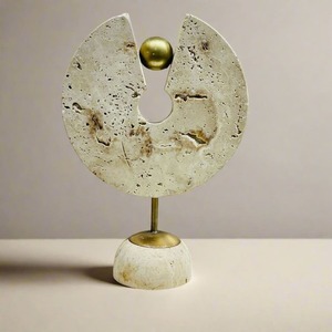 Sculpture de cygne abstraite moderne, artisanale en pierre naturelle, accent décoratif minimaliste pour salon, étagère, table, bureau - Product Image 5