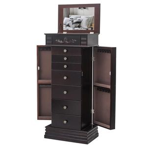 16 collane ganci per 2 porte a battente laterali specchio incluso organizzatore di gioielli con 8 cassetti - Product Image 6