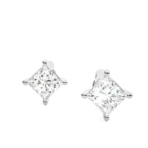 ต่างหูเพชรทรงปรินเซสคัทคุณภาพพรีเมียม 1 กะรัตต่อคู่ ทองคำแท้ 14K เพชรเพาะเลี้ยงในห้องปฏิบัติการ IGI เครื่องประดับเพชรสำหรับผู้หญิง ต่างหูแฟชั่น - Product Image 4