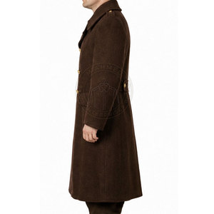 Trench-coat léger, écologique et respirant en tissu coton/laine lisse, col carré, simple, boutonnage frontal - Product Image 4