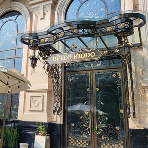 Custom Iron European Outdoor Hotel Furniture Stained Glass <b>Canopy</b> Decorative Pendant <b>Roof</b> Floral Pattern Entryway Balcony Cover - Product Image 5