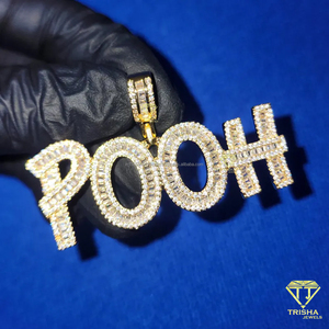 Colgante personalizado con la inscripción "TEEKA" en letra cursiva, con diamante moissanita, cadena estilo hip hop, joyería de moda, regalo para mujer - Product Image 3
