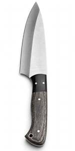 Couteau de chef à lame fixe personnalisé, finition satinée, acier inoxydable, manche en bois bicolore, outil de découpe pour barbecue - Product Image 1