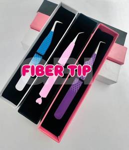 Ensemble de pinces à cils courbes plaquées or, antidérapantes, en acier inoxydable, pour extensions de cils volume, avec logo personnalisé, couleur anti-magnétique - Product Image 4