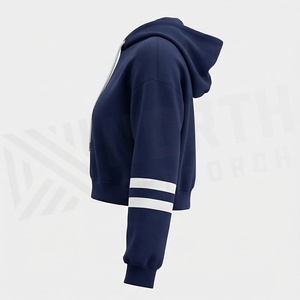 Hoodie Crop Top Premium Respirant pour Femme – Sweat-shirt Décontracté Streetwear Tendance avec Logo Personnalisé - Product Image 3