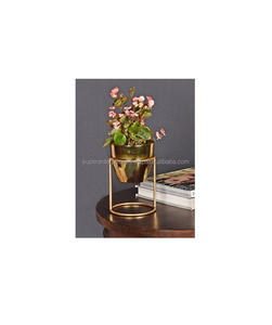 Jardinière élégante en métal avec support pour l'espace de réception de bureau, présentation botanique intérieure - Product Image 3