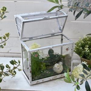 Terrario de metal y vidrio con forma de Casa Blanca, perfecto para exhibir o decorar estanterías, y para el estilo moderno del interior del hogar, procedente de la India. - Product Image 3