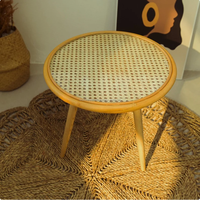 Meilleure vente 2022 table basse ronde en rotin avec tapis de table fait à la main