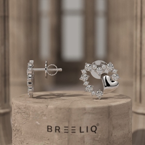 Boucles d'oreilles en diamant 0,23 CT VVS2 couleur G taille ronde, bijoux étincelants en forme de cœur, cadeau d'anniversaire pour femme - Product Image 2