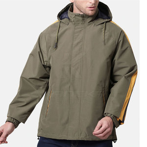 Vestes coupe-vent d'hiver à capuche pour hommes, tissu respirant et écologique, logo sur le devant, vêtements de plein air et décontractés, service OEM personnalisé - Product Image 1