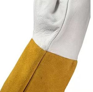 Guantes de seguridad para soldador, protectores de mano de cuero de vaca/piel de cabra, superior blanco, tig/mig/argón - Product Image 5