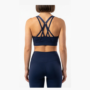 Soutien-gorge de sport uni pour l'entraînement, soutien-gorge de yoga à bretelles croisées au dos, hauts de sport pour femmes, vêtements de fitness, logo personnalisé OEM ODM, nylon et élasthanne - Product Image 3