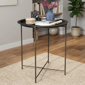 Modern Round Metal Side <b>Table</b> Industrial Design Living Room Furniture Decorative Accent <b>Table</b> - Product Image 1