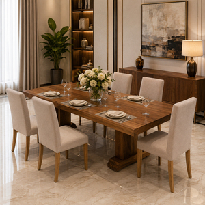Solid Teak Luxury Modern Classic Parsons <b>Dining</b> <b>Chair</b> Premium Eco-Friendly Microfiber Upholstered Home Furniture Niwara Bisoepo - Product Image 6
