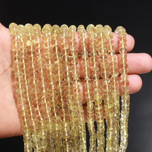 Lemon Quartz Lisse Rondelle Perles 6mm Quartz Rondelle Perles Jaune Quartz Plain Beads - Product Image 4