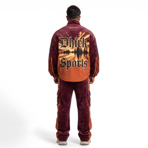 Survêtement streetwear personnalisé pour homme de la génération Z, col montant, veste en velours épais 430 GSM, pantalon cargo (tissu polyester) - Product Image 2