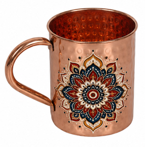Handcrafted Hammered Copper Mug with <b>Ship</b> <b>Wheel</b> Design Pure Copper Drinking Mug Moscow Mule Mug Nautical Maritime Copper Cup - Product Image 4
