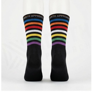 Crew <b>Socks</b> Geometric Pattern Blue Breathable <b>Running</b> <b>Socks</b> for Adults Spring Season - Product Image 2
