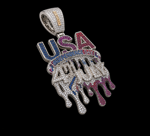 Colgante con Diseño del Día de la Bandera de EE. UU., 4 de Julio, con Cristales de Imitación, Estilo Hip Hop, Unisex, Joyería de Moda - Product Image 3