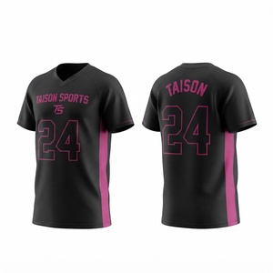 Maillot de lacrosse pour hommes en maille polyester premium 240g, noir avec panneaux latéraux roses, coupe athlétique, impression par transfert thermique, short d'équipe personnalisé - Product Image 1
