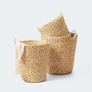 Panier de rangement en jacinthe d'eau naturelle de haute qualité, fabriqué à la main pour les besoins d'organisation professionnels, fabricant durable - Product Image 5
