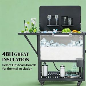 Carrello Frigorifero Nero per Esterni con Ruote per Terrazza e Stoccaggio Refrigerato - Product Image 2