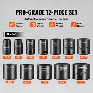 Set di 12 Chiavi a Bussola a Impatto da 3/8'' con Attacco Piatto SAE da 5/16''-1'' per Riparazioni Auto, in Acciaio Legato Cr-Mo a 6 Punte, Facili da Leggere - Product Image 3