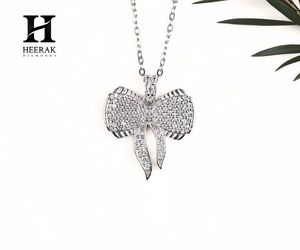จี้เพชรรูปโบว์หรูหรา ทอง 14K/18K หรือเงิน ประดับเพชรเลี้ยงในห้องแล็บ/เพชรธรรมชาติ ผู้จัดจำหน่ายเครื่องประดับขายส่ง - Product Image 3