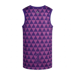 Manufacturer high quality Custom men purple Basketball Jersey Sleeveless crew neck Anti-Bacterial Breathable Athletic jersey OEM - Product Image 2