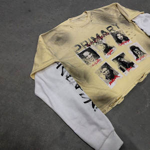 เสื้อยืดคอตตอนหนาน้ำหนักมากพิมพ์ลายสกรีนสไตล์วินเทจทรงโอเวอร์ไซส์สำหรับผู้ชาย เสื้อยืดแขนยาวสองชั้น - Product Image 4