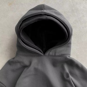 Sweat-shirt à capuche pour homme, coupe classique, couleur unie, avec poche, style décontracté, pour l'automne, 100% coton, tissu en molleton français tricoté - Product Image 2