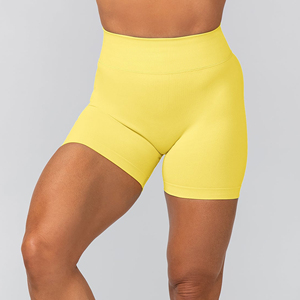 Leggings Cortos Deportivos de Cintura Alta para Mujer, Color Sólido, Sin Costuras, de Secado Rápido, Ecológicos, de Spandex/Algodón, Venta al Por Mayor - Product Image 6