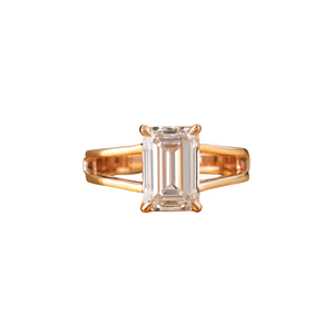 แหวนหมั้นทองคำโรสโกลด์ 14K ประดับเพชรแล็บโกรว์ทรงเอเมอรัลด์ 3.01 กะรัต ดีไซน์แบบแยกก้าน - Product Image 5