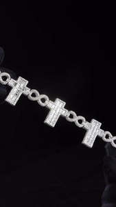 Pulsera Infinito Cruzado al por Mayor, Plata de Ley 925 con Oro 10K, VVS1 Cultivado en Laboratorio, Estilo Iced Out, Pulsera de Fe Infinita, Proveedor Hip Hop - Product Image 3