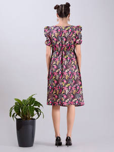 Vestido Midi para Niñas y Mujeres, de Gasa, Formal, Bordado, con Cordones, Cuello en V, Manga Abullonada, Holgado, para Fiesta de Verano 2026 - Product Image 3