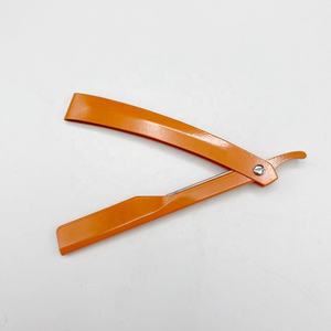 มีดโกนหนวดสำหรับช่างตัดผมสีส้มมีดโกนที่โกนหนวดแบบตรงมีใบมีดสไลด์ทนทาน - Product Image 3