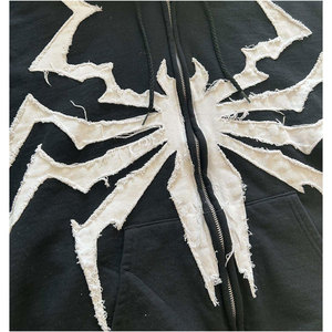 Sweat à capuche unisexe personnalisé par le fabricant, en molleton épais, à épaules tombantes, avec impression par transfert thermique motif araignée, écologique - Product Image 5