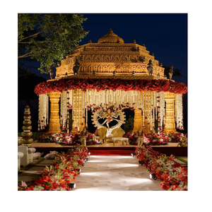Traditional Professional Durable Temple Theme Fiber Golden Six Pillar Maharaja Mandap for <b>Wedding</b> Fast Delivery Indoor Outdoor - Product Image 1