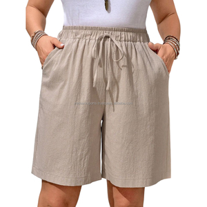 Pantalones cortos de lino puro y suave para mujer, ligeros, aptos para viajes a la playa o uso diario - Product Image 3