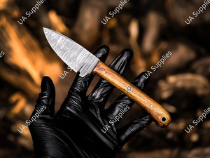 มีดดาบเหล็กดามัสกัสขนาด 3 นิ้ว ใบมีดคมกริบ ปลายแหลม ด้ามจับเต็มด้าม สำหรับพกพา ใช้ในชีวิตประจำวัน เอาตัวรอด ตั้งแคมป์ กิจกรรมกลางแจ้ง พร้อมปลอกหนัง ด้ามไม้ปักก้า รับผลิตแบบ ODM/OEM - Product Image 2