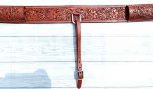 Venta caliente cuero caballo occidental sillín circunferencia Cinch accesorio Floral herramientas blanco trenzado diseño al por mayor fabricante - Product Image 3