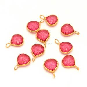 Pendentif Fleur en Quartz Tourmaline Rose AAA, Breloque en Argent Sterling 925, Pierre Précieuse Sculptée à la Main, Cœur de 12MM pour la Fabrication de Bijoux - Product Image 3